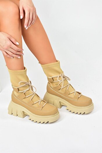 Fox Shoes Γυναικείες μπότες με χοντρή σόλα από ύφασμα L445950204