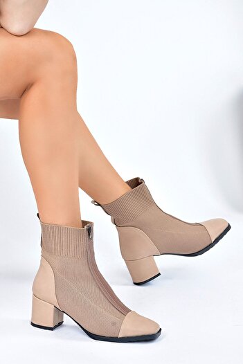 Fox Shoes Γυναικείες μπότες με φερμουάρ Mink Daily L306880509