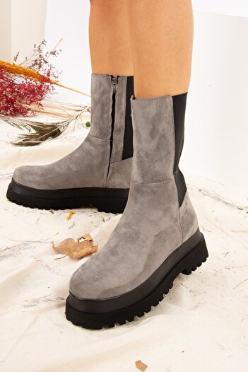 Fox Shoes Γυναικείες Γκρι Suede Μπότες J267063102
