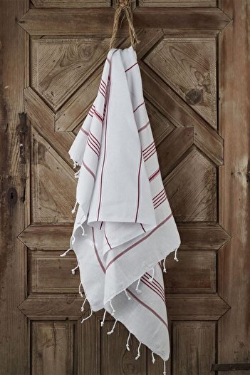 Denizli Concept 100x180 Cm Red Sultan StriPed Fast Drying PesHtemal - BeacH & Spa Towel