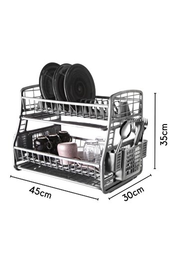 Nandy Home Tezgah Üstü Çift Katlı Tabaklık & Bulaşık Kurutmalık