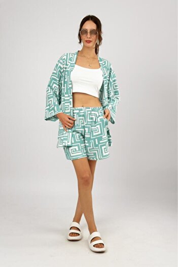 Betimoda Mint Green Women's Summer Suit - Lycra Wrapped Fabric, Loose Loose Shorts