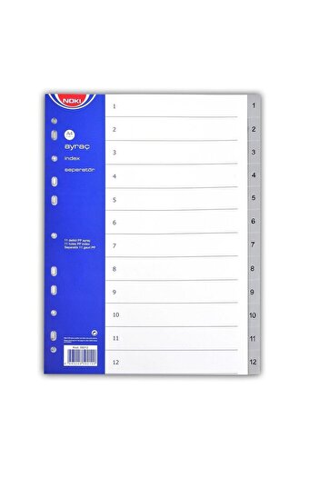 Noki Separator 1-12 Number Plastic A4 Plastic File Separator Separator