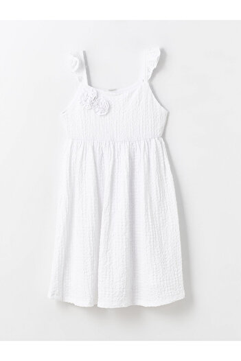 LC Waikiki LCW Kids Buxe Λευκό λουλουδάτο φόρεμα για κορίτσια