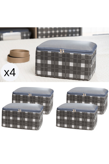 AYHANHOME 4 Pieces Small unDer Base Suitcase - PlaiD Pattern Organizer, Storage anD Storage 30x20x15
