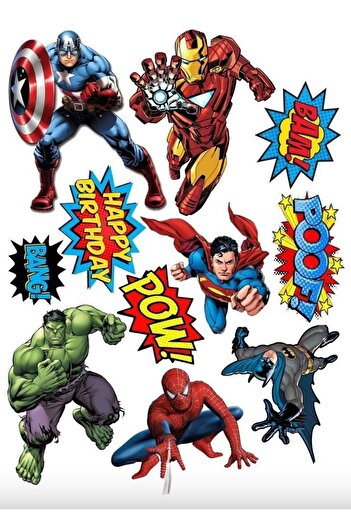 my party box Yenilebilir Marvel Süper Kahramanları Pasta Resim Baskısı