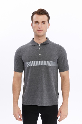 Uniprom Anthracite Melange Men's Polo Collar ReflecTive T-shirt