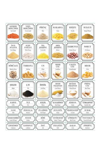 Meleni Home 36 Pieces Square Pulses Storage Container Labeled Food Container Breakfast Spice Rack 12x(300-500-1100 ml)