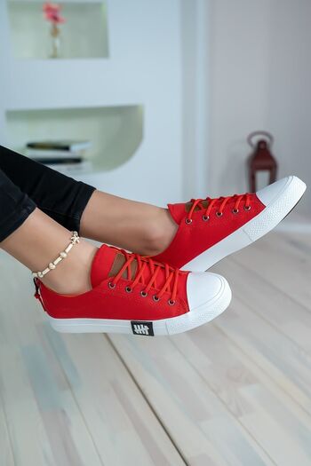 Shupe Unisex Red Disel Linen Sports Shoes Summer Seasonal Durable Comfortable Sneaker