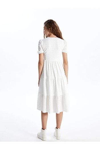 LC Waikiki XSIDE Double Breasted Collar Solid Short Sleeve Women's Dress
