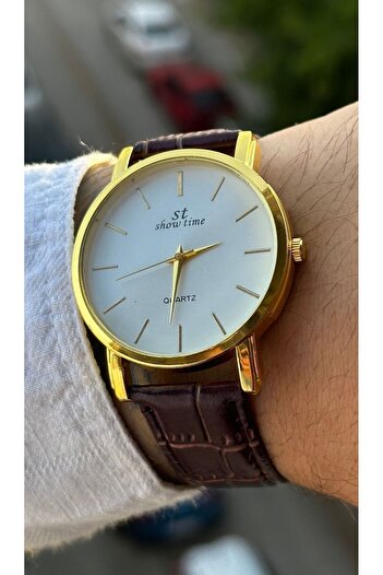 Show Time Men's Leather Cord Wristwatch