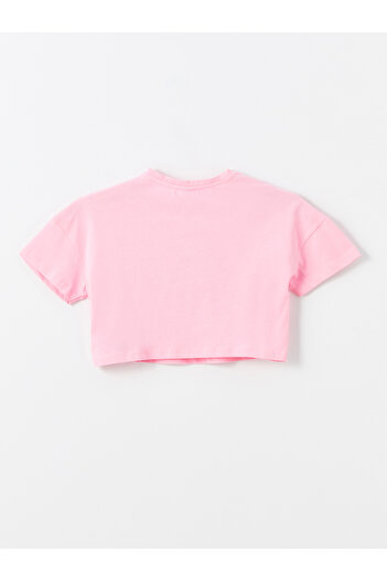 LC Waikiki Crew Neck Girl's Crop T-Shirt - Printed, Short Sleeve