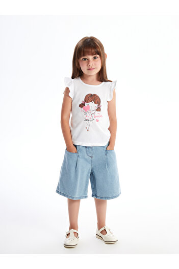 LC Waikiki Crew Neck Short Sleeve Blouse for Baby Girl