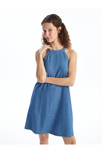 LC Waikiki A-line Halter Neck Women's Jean Dress