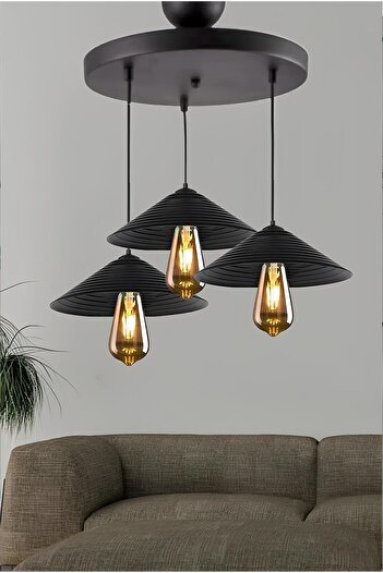 retro home design Tırtık  3 Lü Rustik Avize Salon Mutfak Hol Şık Modern Kurulumu Kolay