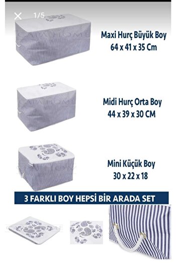 AYHOME 3 Lü Hurç Seti Büyük ,orta , Küçük Boy Düzenleyici Hurç Saklma Hurcu Baza Ve Çekyat Tipi Hurç