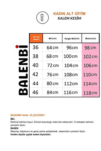 Balenbi Kadın Boru Paça Yüksek Bel Likralı Dokuma Kışlık Pantolon 1009