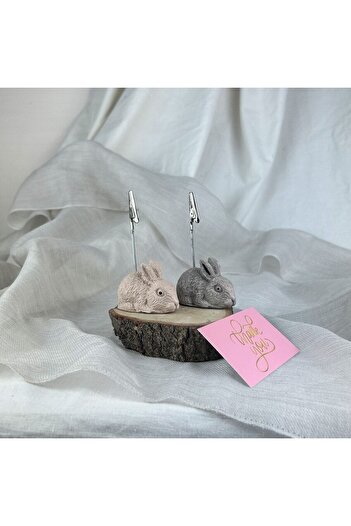 oasis decoration Mink Antique and Cream Rabbit 2-Piece Note Holder Set, Photo Holder
