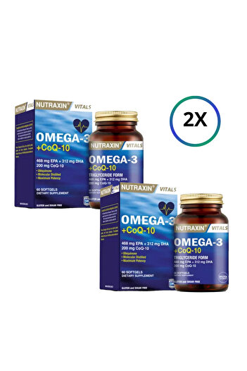 Nutraxin Vitals Omega-3 + Co-Q10 60 Softgel - Facial Cleansing Gel (X2 Pcs)