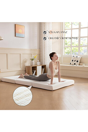 sleepnice SLEEPNİCE VİSCO ORGANİC KUMAŞ KATLANIR KOLTUK KATLANIR YATAK YOGA MATI