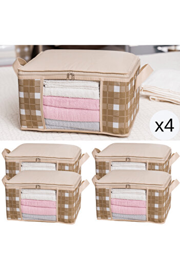 AYHANHOME 4 Pieces PlaiD PatterneD Small Size WinDow Organizer - unDer Base Closet Organizer 40X30X20cm