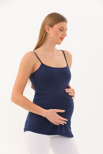 MEGHAN L.A Navy Blue Maternity & Maternity Strappy Cotton Fabric Undershirt