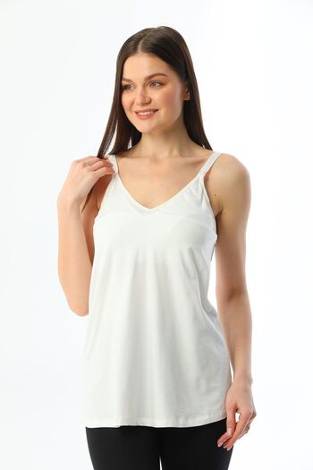 MEGHAN L.A Cream Maternity Flexible Soft Cotton Breastfeeding Undershirt