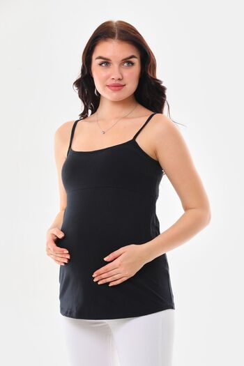 MEGHAN L.A Black Maternity & Maternity Strappy Cotton Fabric Undershirt