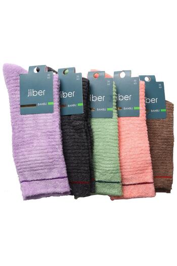 Jiber Women's Bamboo Reverse Towel Socks 6955 - 12 Pieces