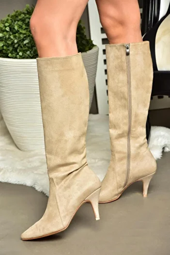 Fox Shoes R372453002 Γυναικείες μπότες Skin Suede με λεπτό τακούνι