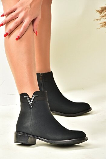Fox Shoes Siyah Alçak Topuklu Günlük Kadın Bot N820285509