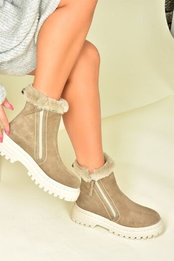 Fox Shoes Βιζόν Γνήσιες Suede Χοντρή Σόλα Καθημερινές Γυναικείες Μπότες N654080602