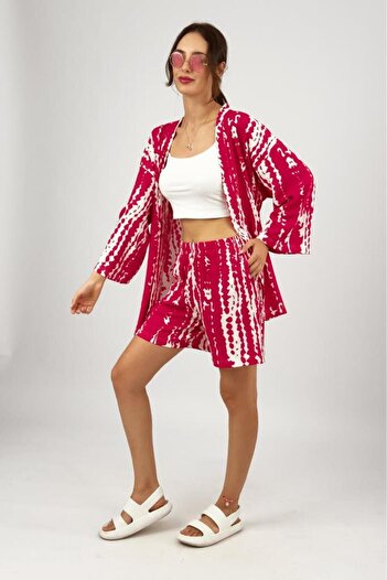 Betimoda Fuchsia Colored Lycra Fabric - Loose Loose Shorts and Top Set