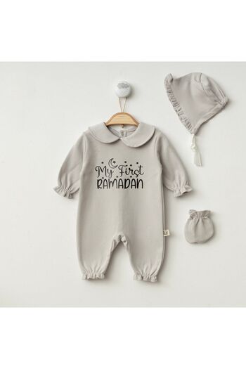 Minimus Newborn Baby Girl-Boy Written Hat-Gloves Baby Collar Jumpsuit Set Newborn Hospital Exit