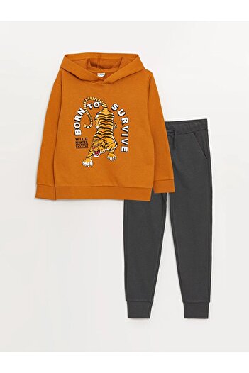 LC Waikiki LCW Kids Printed Long Sleeve Boys' Hoodie and Sweatpants