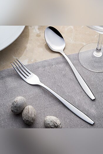 Nehir Silver Sahra Simple 60 Piece Family Cutlery Set