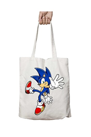ART HEDİYE Sonic The Hedgehog PNG-2 - Πλενόμενη υφασμάτινη τσάντα ώμου με μόνιμη εκτύπωση