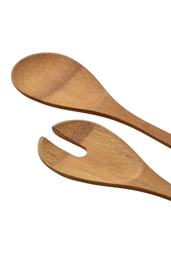 TAGESAN Stylish and Durable Natural Bamboo kitchen Utensils - 2 Piece Serving Set