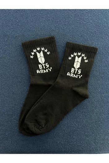 GOSSİP TEAM Унисекс черни колежански чорапи Gossip Team BTS Army