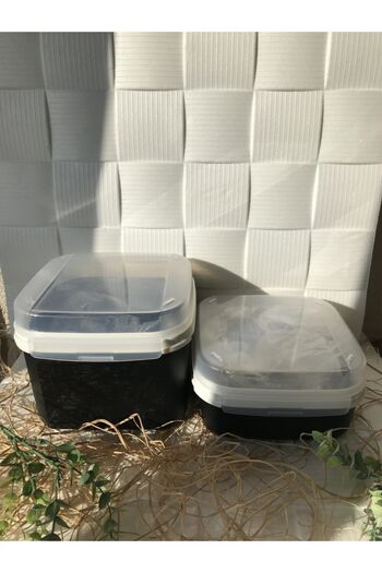 Tupperware Special Square 2 Pieces 2.6 Liters and 1.2 Liters Black