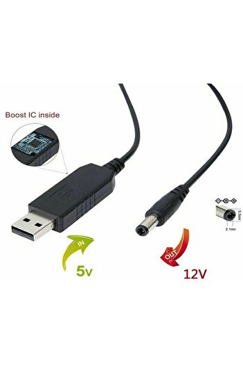 ulu 5V To 12V Dc USB Voltaj Yükseltici Çevirici Adaptör Kablo