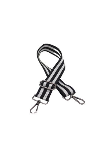Anatolia Black-White Striped Polyester Bag with Adjustable Strap - 4cm X 120cm