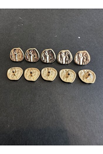 aensia Gold Gold Crinkle Curved Design Button 22 Size Metal Button Shirt Button-10 Pack