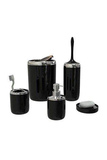 Ansan Black Lima XL Chrome Decorated Bathroom Set