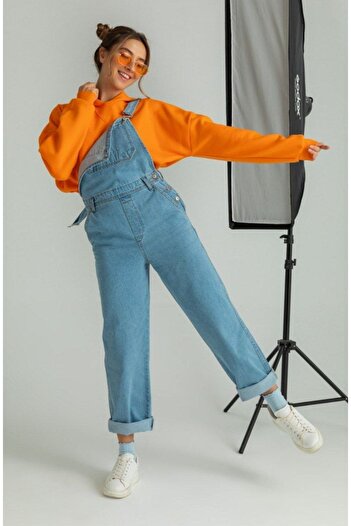 ARSUVAL Salopeta Denim Gardener Salopet Albastru Deschis Lung Denim Salopet
