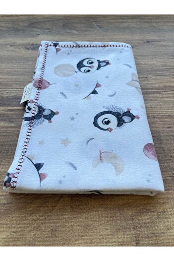 Fox&Sky 100% Organic Cotton Embroidered Flannel Baby Blanket – White Plum – 80X120 cm