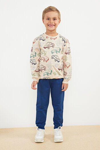 TRENDYOLKIDS Boy Beige*003 Printed Cotton Suit - Tkdaw25Au00008