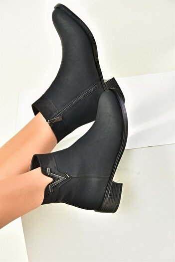 Fox Shoes Siyah Alçak Topuklu Günlük Kadın Bot N820285509
