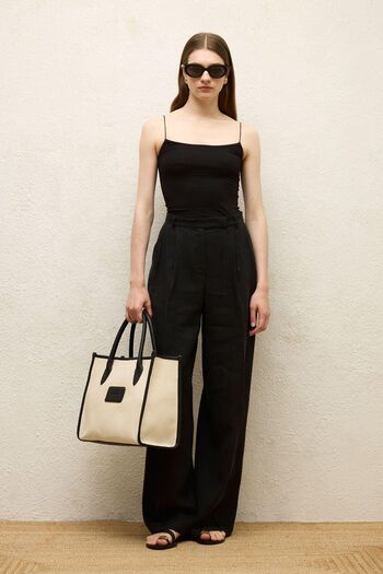 Manuka Black Linen Palazzo Trousers