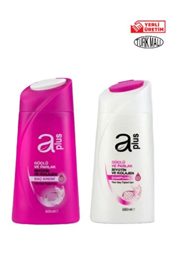 A PLUS Şampuan Aplus 600 ml Biyotin-kolajen & Saç Bakım Kremi Aplus 600 ml Tüm Saç Tipleri Için